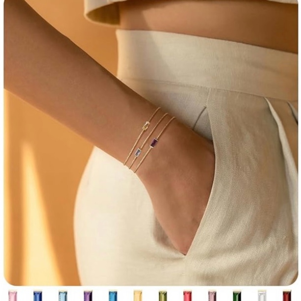 NWT Elegant 14k Gold Birthstone Bracelets (sold individually).